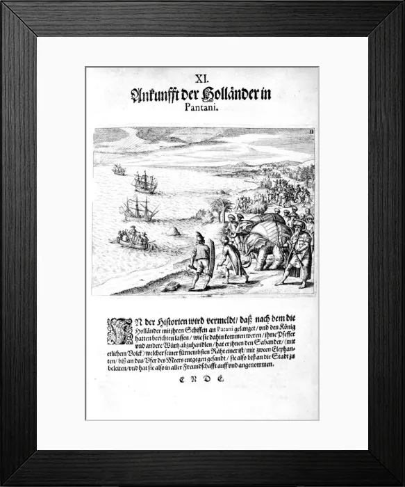 Framed Print : Invasion by Vice Admiral Sebold, 1606. Artist: Theodore de Bry Framed Print : Invasion by Vice Admiral Sebold, 1606. Artist: Theodore de Bry