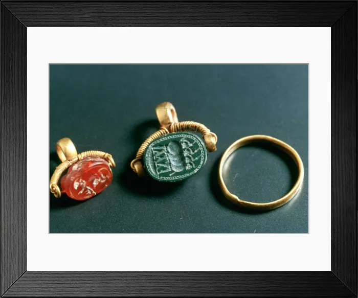 Framed Print : Rings with Inscription, Jewelery, Tunisia, c3rd-4th Century Framed Print : Rings with Inscription, Jewelery, Tunisia, c3rd-4th Century