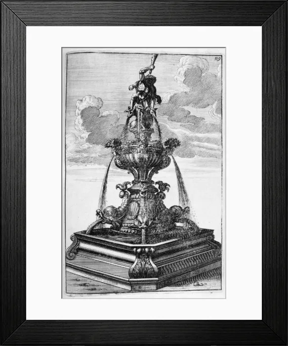 Framed Print : Fountain design, 1664. Artist: Georg Andreas Bockler Framed Print : Fountain design, 1664. Artist: Georg Andreas Bockler