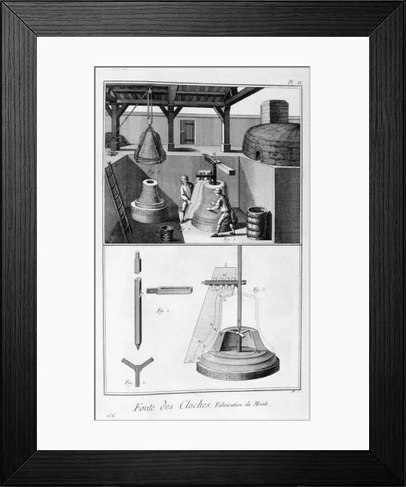 Framed Print : Iron bell casting, 1751-1777 Framed Print : Iron bell casting, 1751-1777