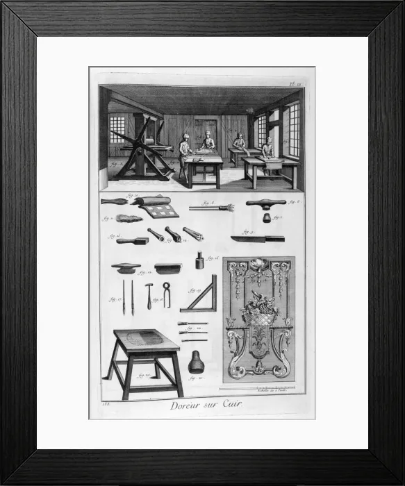 Framed Print : Leather gilders, 1751-1777 Framed Print : Leather gilders, 1751-1777