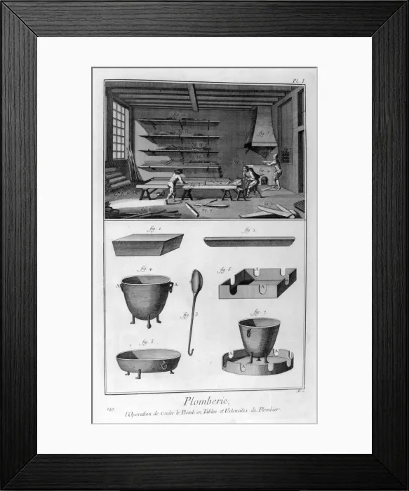 Framed Print : Plumbing, 1751-1777 Framed Print : Plumbing, 1751-1777