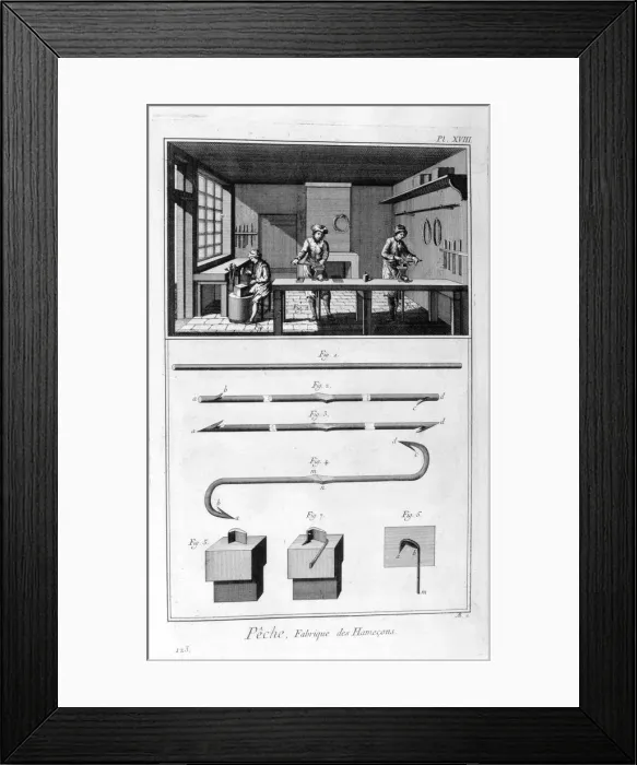 Framed Print : Fishing hook manufacturing, 1751-1777 Framed Print : Fishing hook manufacturing, 1751-1777