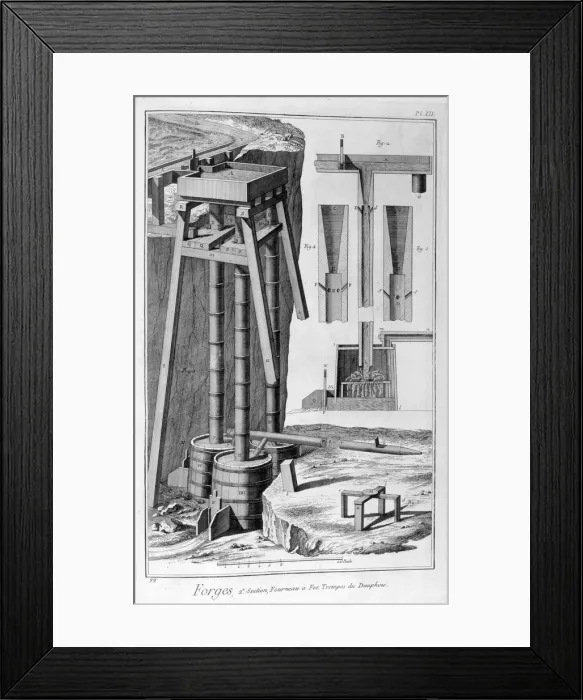 Framed Print : Smelting iron furnace, 1751-1777 Framed Print : Smelting iron furnace, 1751-1777