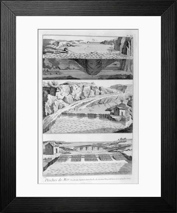 Framed Print : Salmon fishing, 1751-1777 Framed Print : Salmon fishing, 1751-1777