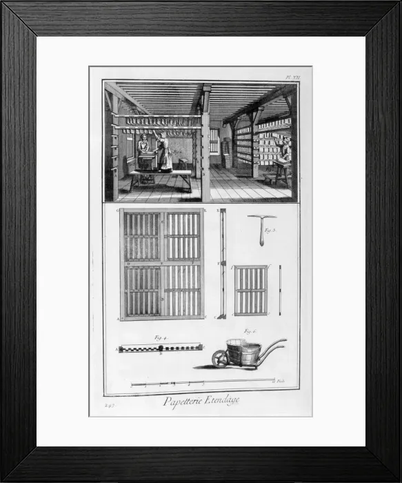 Framed Print : Racking paper, 1751-1777 Framed Print : Racking paper, 1751-1777