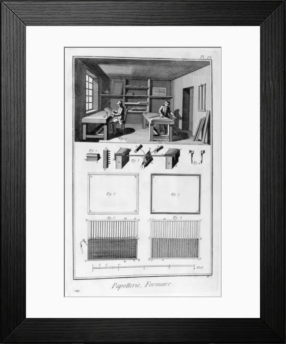 Framed Print : Paper making, 1751-1777 Framed Print : Paper making, 1751-1777