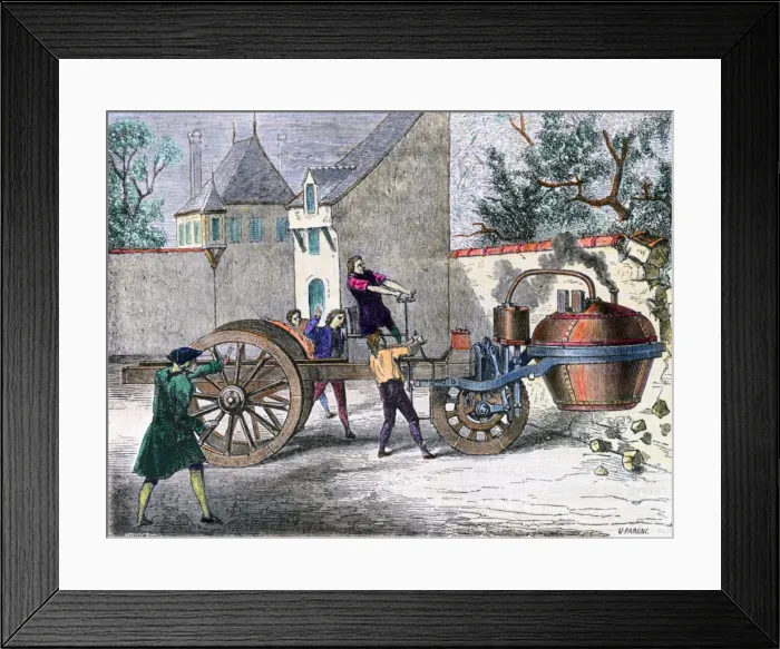 Framed Print : Cugnots Steam Wagon, 19th century Framed Print : Cugnots Steam Wagon, 19th century