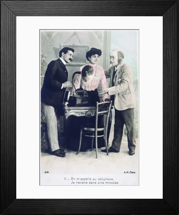 Framed Print : Call me on the telephone, I will return in five minutes, c1900 Framed Print : Call me on the telephone, I will return in five minutes, c1900