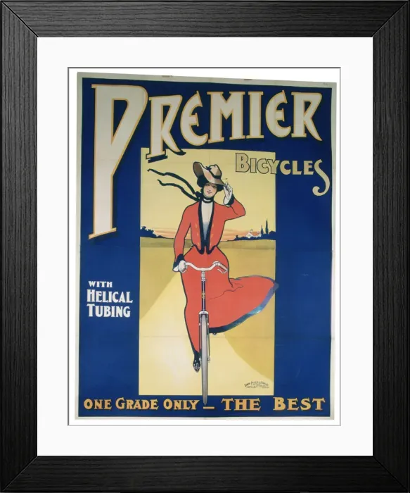 Framed Print : Poster Advertising Premier Bicycles, 20th century Framed Print : Poster Advertising Premier Bicycles, 20th century