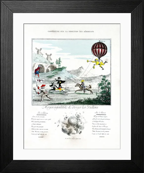 Framed Print : Caricature on the direction of the Aerostat, 1887. Artist: Gaston Tissandier Framed Print : Caricature on the direction of the Aerostat, 1887. Artist: Gaston Tissandier