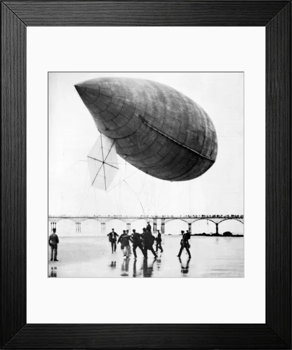 Framed Print : Santos-Dumonts airship departing from Trouville, France, 1905 Framed Print : Santos-Dumonts airship departing from Trouville, France, 1905