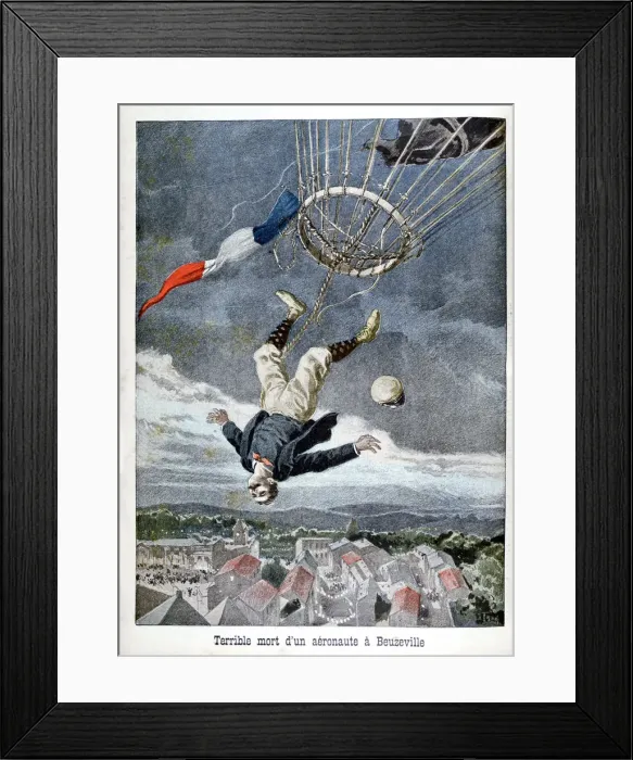 Framed Print : Death of an aeronaut over Beuzeville, France, 1899 Framed Print : Death of an aeronaut over Beuzeville, France, 1899