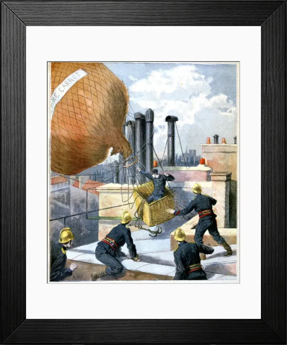 Framed Print : A balloon on a roof, 1894 Framed Print : A balloon on a roof, 1894