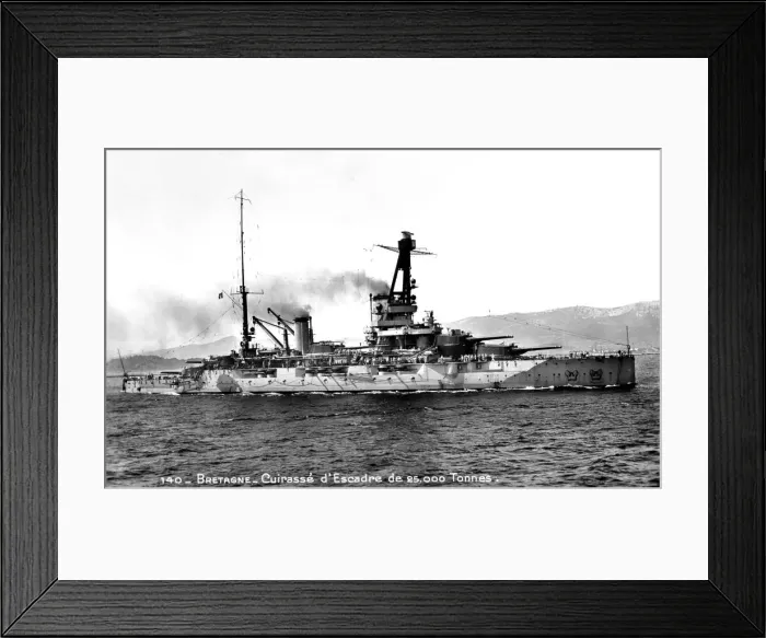 Framed Print : Bretagne French dreadnought of 25, 000 Tons, c1915-1940 Framed Print : Bretagne French dreadnought of 25, 000 Tons, c1915-1940