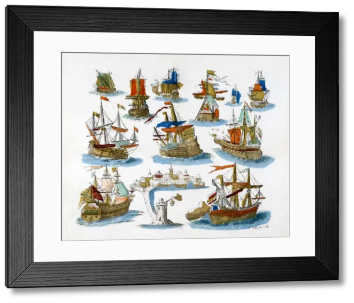 Framed Print : Warships, 18th century Framed Print : Warships, 18th century