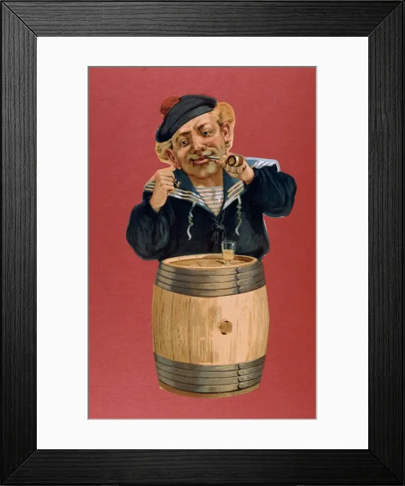 Framed Print : Sailor smoking a pipe and drinking rum, 1900