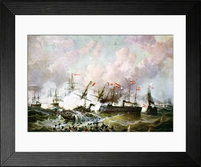Framed Print : Naval battle between the Austrian and Italian fleets, 1866, (19th Century). Artist: Josef Karl Berthold Puttner Framed Print : Naval battle between the Austrian and Italian fleets, 1866, (19th Century). Artist: Josef Karl Berthold Puttner
