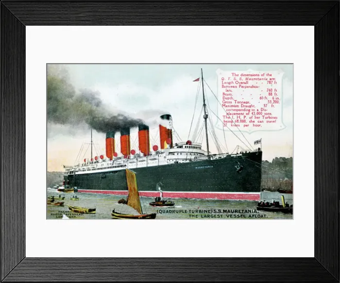 Framed Print : Ocean liner RMS Mauretania, 20th century Framed Print : Ocean liner RMS Mauretania, 20th century