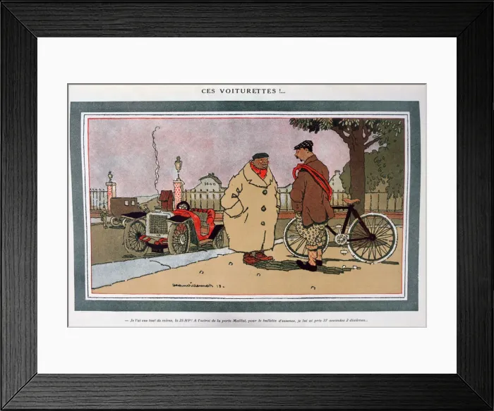 Framed Print : Ces voiturettes!, French motoring cartoon, 1913. Artist: Jean Villemot Framed Print : Ces voiturettes!, French motoring cartoon, 1913. Artist: Jean Villemot