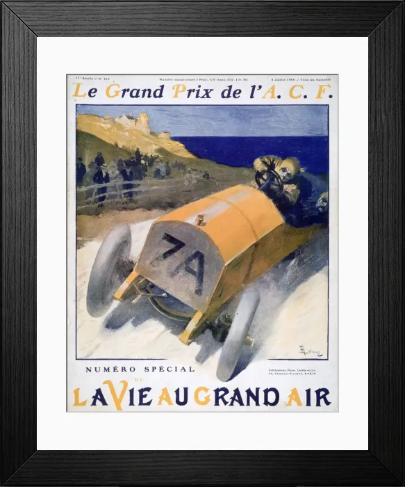 Framed Print : French Grand Prix, cover of the magazine La Vie au Grand Air, 1908 Framed Print : French Grand Prix, cover of the magazine La Vie au Grand Air, 1908