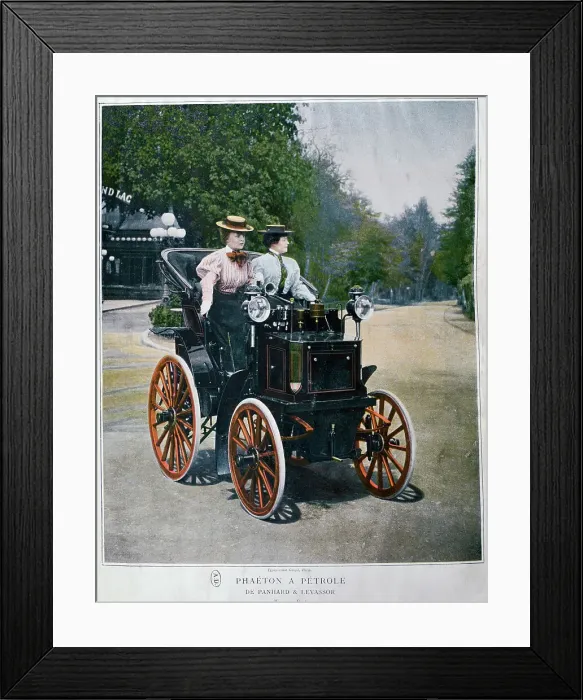 Framed Print : A petrol-powered Phaeton, by Panhard and Levassor, 1896. Artist: Goupil Framed Print : A petrol-powered Phaeton, by Panhard and Levassor, 1896. Artist: Goupil