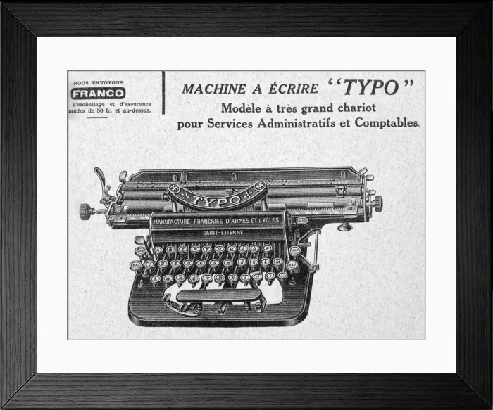 Framed Print : Typo, typewriter advertisement, 20th century Framed Print : Typo, typewriter advertisement, 20th century
