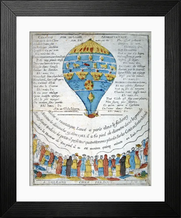 Framed Print : Song on the aerostatic sphere, 18th century Framed Print : Song on the aerostatic sphere, 18th century