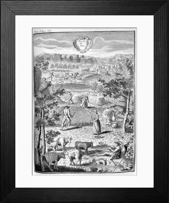 Framed Print : Harvesting the hay, 1775