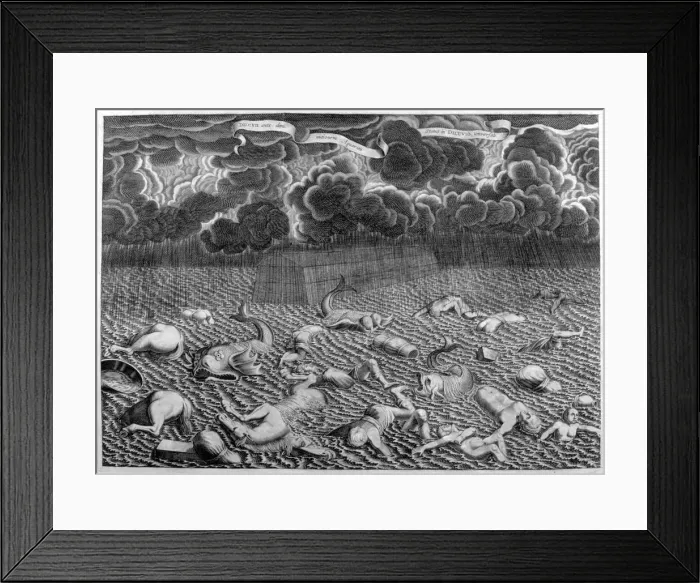 Framed Print : Scene of the Deluge, 1675. Artist: Athanasius Kircher Framed Print : Scene of the Deluge, 1675. Artist: Athanasius Kircher