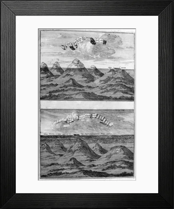 Framed Print : Result of the deluge, 1675. Artist: Athanasius Kircher Framed Print : Result of the deluge, 1675. Artist: Athanasius Kircher
