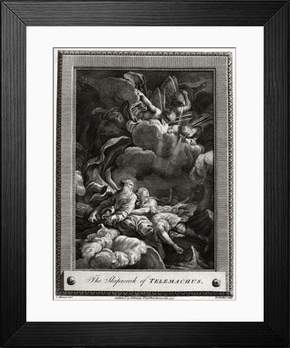 Framed Print : The Shipwreck of Telemachus, 1777. Artist: W Walker Framed Print : The Shipwreck of Telemachus, 1777. Artist: W Walker