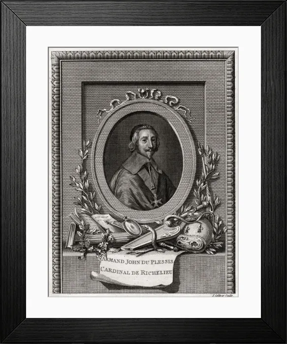 Framed Print : Armand Jean Du Plessis, Cardinal et Duc de Richelieu, 1775. Artist: J Collyer Framed Print : Armand Jean Du Plessis, Cardinal et Duc de Richelieu, 1775. Artist: J Collyer