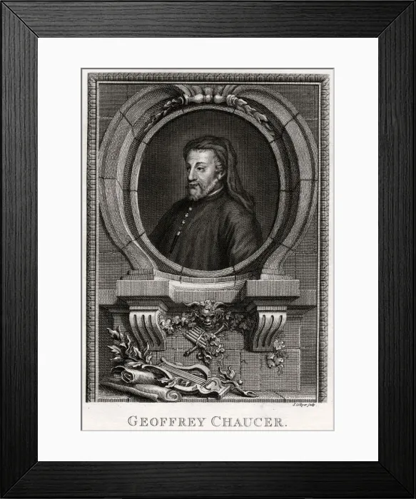 Framed Print : Geoffrey Chaucer, 1774. Artist: J Collyer Framed Print : Geoffrey Chaucer, 1774. Artist: J Collyer