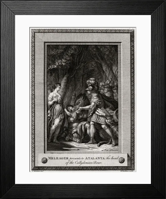 Framed Print : Meleager presents to Atalanta the head of the Callydonian Boar, 1774. Artist: W Walker Framed Print : Meleager presents to Atalanta the head of the Callydonian Boar, 1774. Artist: W Walker