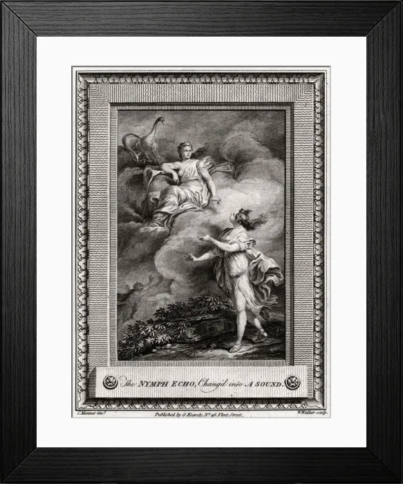 Framed Print : The Nymph Echo, Chang d into A Sound, 1774. Artist: W Walker Framed Print : The Nymph Echo, Chang d into A Sound, 1774. Artist: W Walker