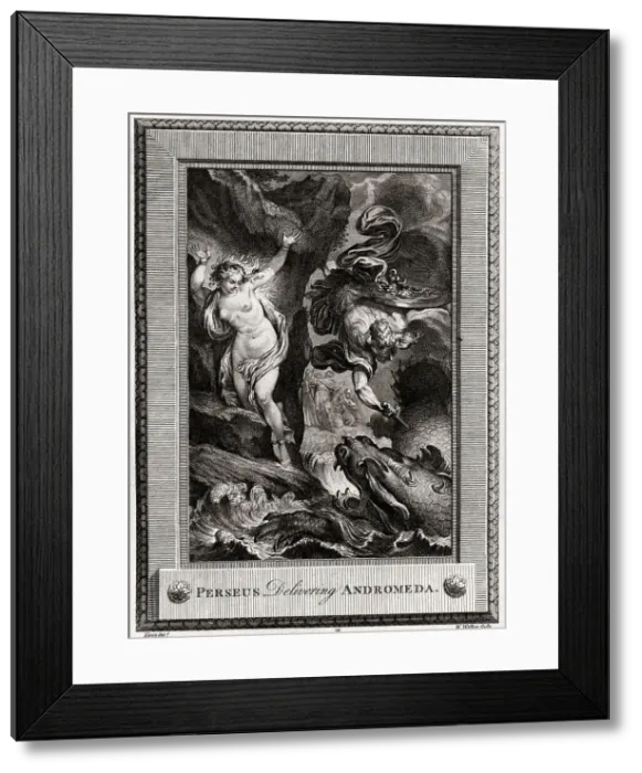 Framed Print : Perseus Delivering Andromeda, 1775. Artist: W Walker Framed Print : Perseus Delivering Andromeda, 1775. Artist: W Walker