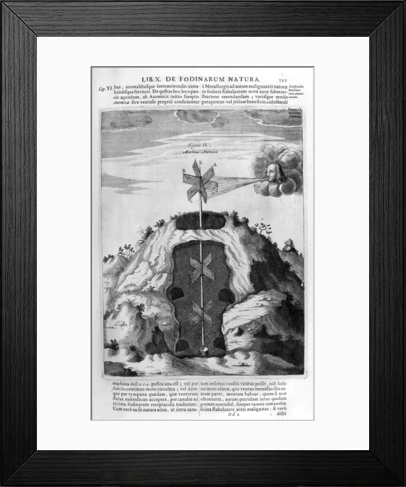 Framed Print : Wind pump, 1678. Artist: Athanasius Kircher Framed Print : Wind pump, 1678. Artist: Athanasius Kircher