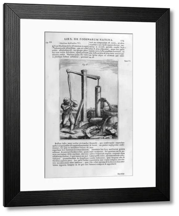 Framed Print : Hand hydraulic water pump, 1678. Artist: Athanasius Kircher