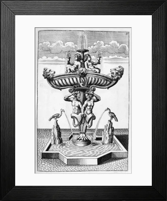 Framed Print : Ornamental fountain design, 1664. Artist: Georg Andreas Bockler Framed Print : Ornamental fountain design, 1664. Artist: Georg Andreas Bockler