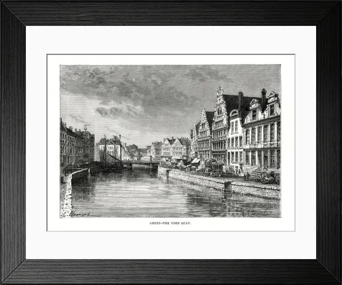 Framed Print : The Corn Quay, Ghent, Flanders, Belgium, 1879. Artist: Charles Barbant Framed Print : The Corn Quay, Ghent, Flanders, Belgium, 1879. Artist: Charles Barbant