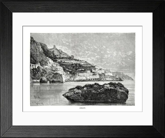 Framed Print : Amalfi, Italy, 1879. Artist: Charles Barbant Framed Print : Amalfi, Italy, 1879. Artist: Charles Barbant