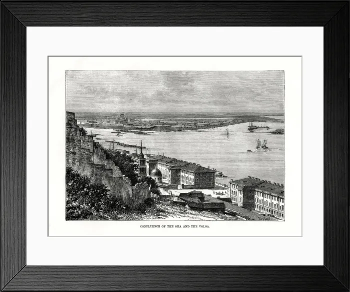 Framed Print : Confluence of the Oka and the Volga, Russia, 1879. Artist: Taylor Framed Print : Confluence of the Oka and the Volga, Russia, 1879. Artist: Taylor