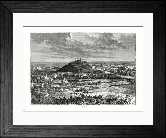 Framed Print : Graz, Austria, 1879. Artist: Charles Barbant Framed Print : Graz, Austria, 1879. Artist: Charles Barbant