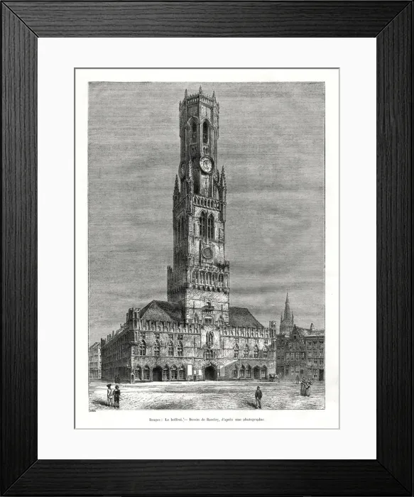 Framed Print : The belfry, Bruges, Belgium, 1886. Artist: Barclay Framed Print : The belfry, Bruges, Belgium, 1886. Artist: Barclay