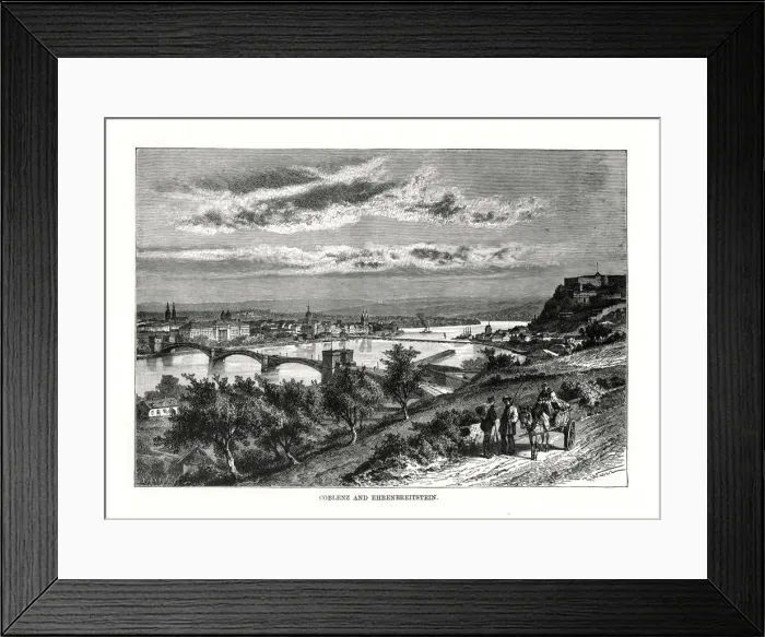 Framed Print : Koblenz and Festung Ehrenbreitstein, Germany, 1879 Framed Print : Koblenz and Festung Ehrenbreitstein, Germany, 1879