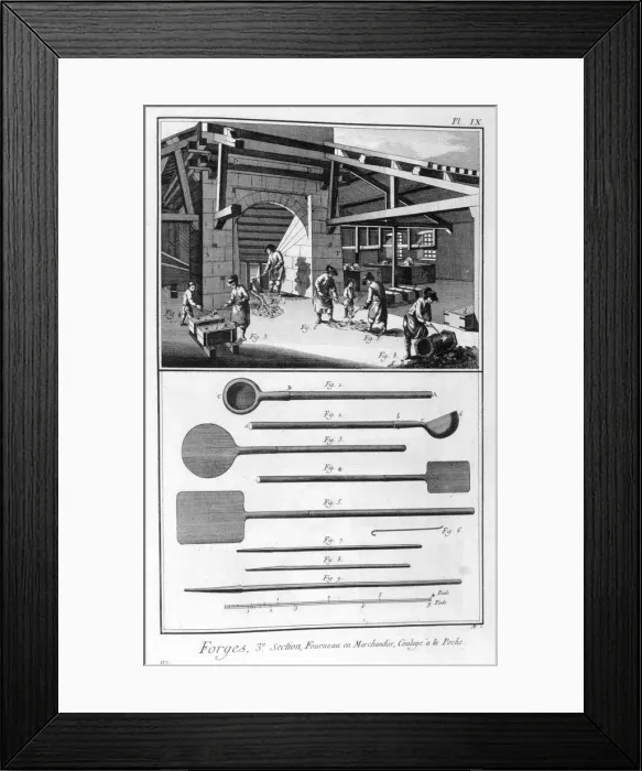 Framed Print : A forge, furnace, pouring into the cast, 1751-1777. Artist: Denis Diderot Framed Print : A forge, furnace, pouring into the cast, 1751-1777. Artist: Denis Diderot