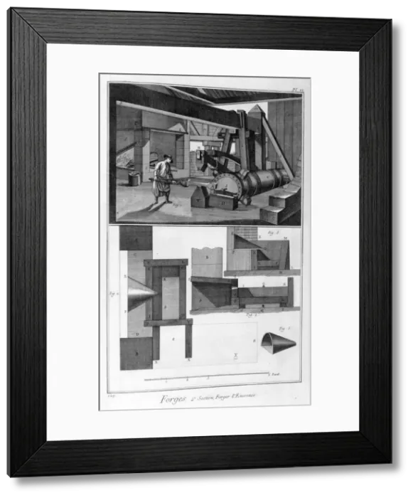 Framed Print : A forge, drop hammer, 1751-1777. Artist: Denis Diderot Framed Print : A forge, drop hammer, 1751-1777. Artist: Denis Diderot
