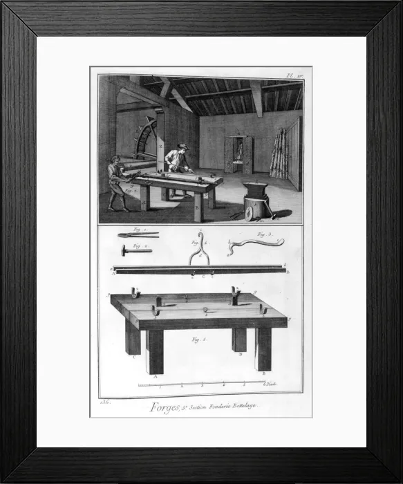 Framed Print : A forge, splitting mill trussing, 1751-1777. Artist: Denis Diderot Framed Print : A forge, splitting mill trussing, 1751-1777. Artist: Denis Diderot