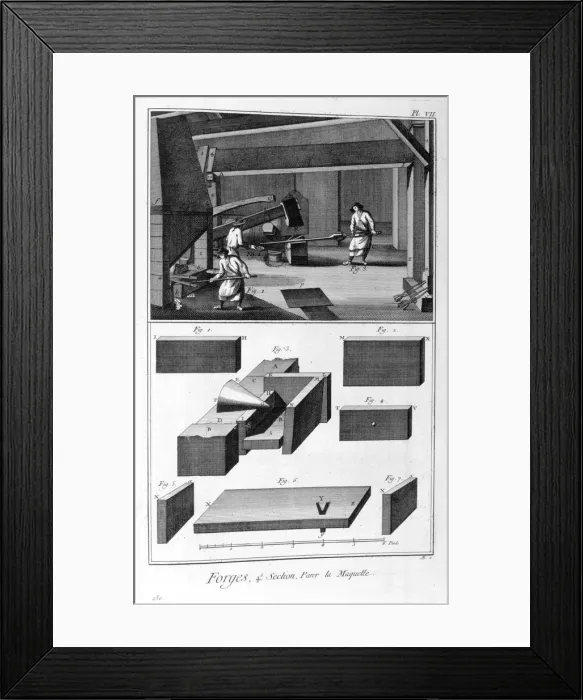Framed Print : A forge, drop hammer, 1751-1777. Artist: Denis Diderot Framed Print : A forge, drop hammer, 1751-1777. Artist: Denis Diderot